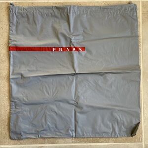 17”x 16.5” Prada dust bag vinyl gray drawstring shoes handbag storage travel